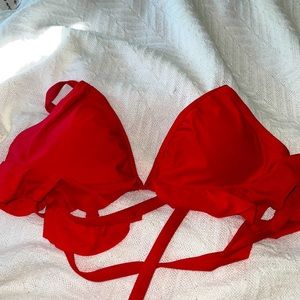 Red bikini top ruffles